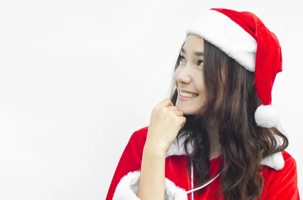 Beautiful young santa clause woman, isolated — Stock Photo, Image