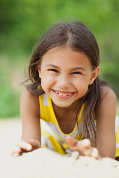 Five-year-old girl on the nature — Stock Photo, Image