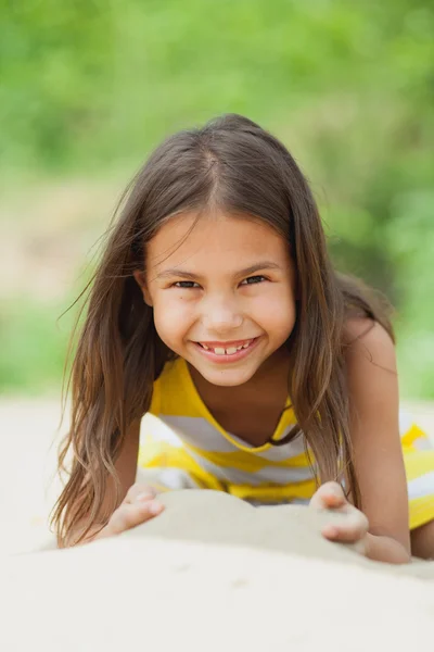 Five-year-old girl on the nature — Stock Photo, Image