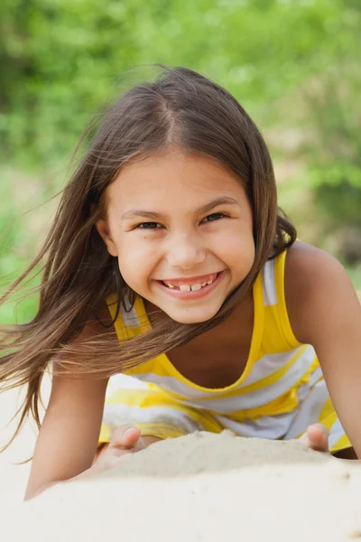 Five-year-old girl on the nature — Stock Photo, Image