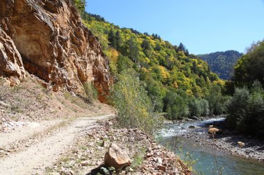 nehir boyunca dağ yolu