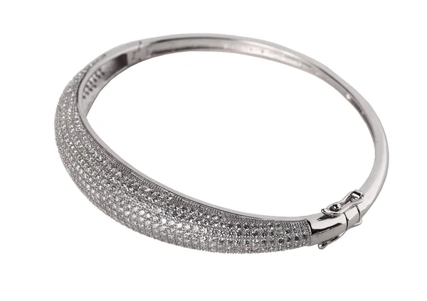 Bracciale in argento su sfondo bianco — Foto Stock