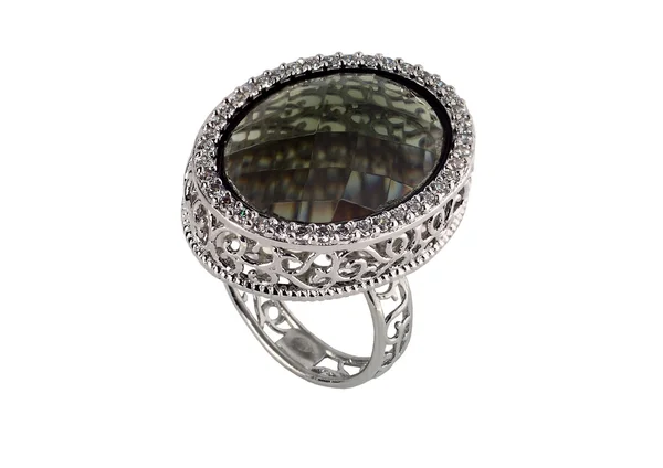 Серебряное кольцо на белом фоне Стоковое Изображение