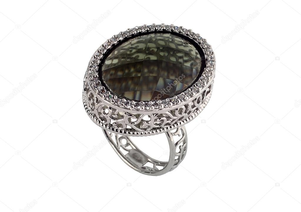 Silver ring on a white background