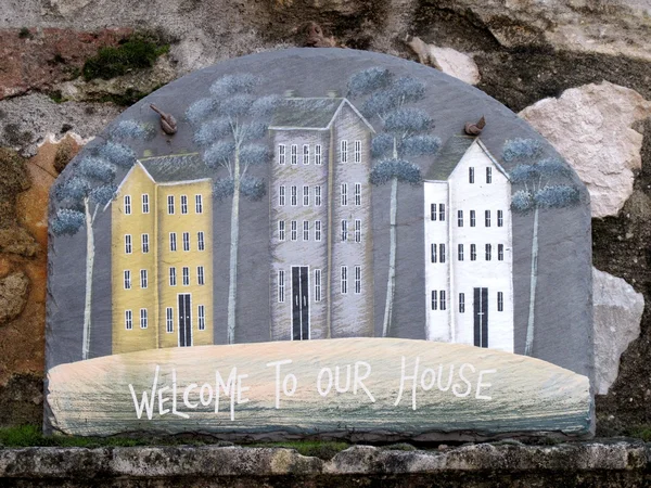 Funny welcome sign home — Stock Photo, Image