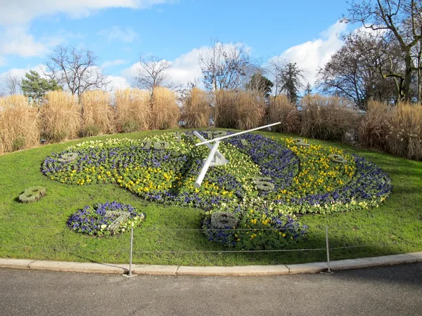 O relógio de flores no Jardin Anglais em Genebra — Fotografia de Stock