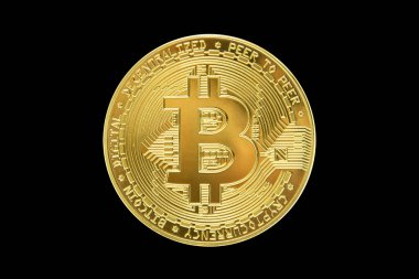 Bitcoin Kripto para birimi, altın sikke gelecekte izole edilmiş siyah fon