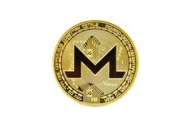 Monero Kripto Para Birimi, Altın Para Gelecek Para İzole edilmiş Beyaz Arkaplan