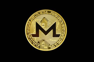 Monero Kripto Para Birimi, Altın Para Gelecek Bozuk Para İzole edilmiş Siyah Arkaplan
