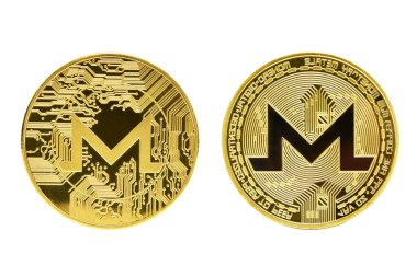 Monero Kripto Para Birimi, Altın Para Gelecek Para İzole edilmiş Beyaz Arkaplan