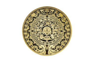 Maya, Altın Aztek Kripto para birimi, izole edilmiş beyaz, altın para, madencilik, gelecek para