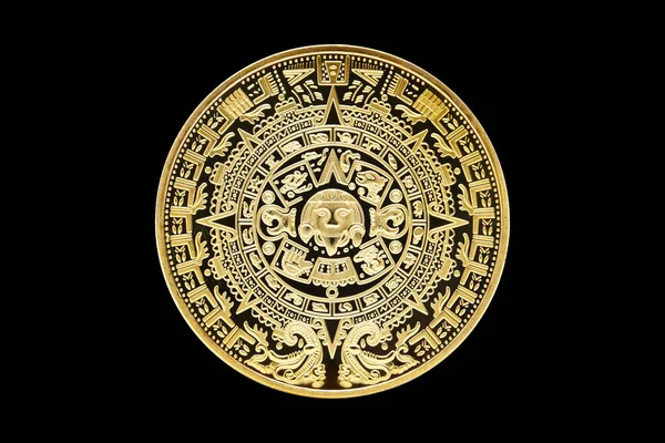 Maya Golden Aztec Criptomoeda Branco Isolado Moeda Ouro Mineração Dinheiro — Fotografia de Stock