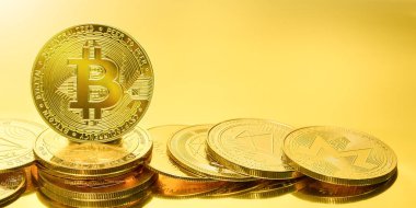 Baner Bitcoin Kripto Para, Altın Para Panoraması, Madencilik, Gelecek Para