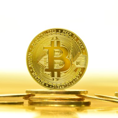 Bitcoin Kripto para birimi, altın sikkeler, madencilik, gelecekteki para