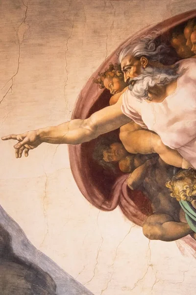 Řím Itálie Březen Vytvoření Adam Michelangelo — Stock fotografie