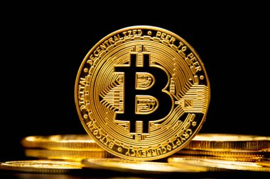 Bitcoin Kripto para birimi, altın sikkeler, madencilik, gelecekteki para