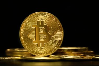 Bitcoin Kripto para birimi, altın sikkeler, madencilik, gelecekteki para