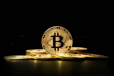 Bitcoin Kripto para birimi, altın sikkeler, madencilik, gelecekteki para