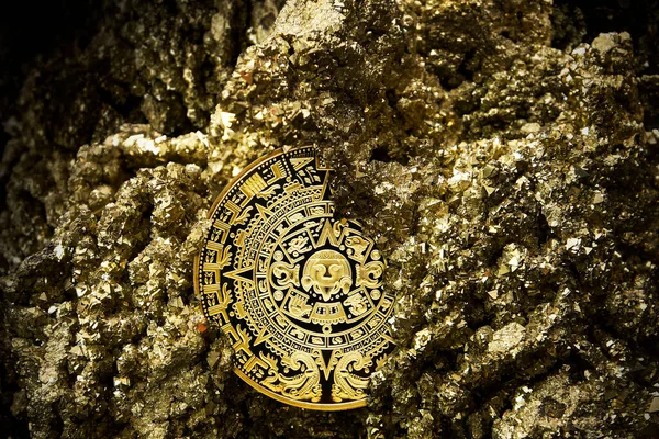 Maya Myc Cryptocurrency Golden Symbol Coin Visual Placeholder Digital Currency — Fotografia de Stock