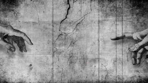 Vatikan Talya Mart Adam Michelangelo Tarafından Yaratıldı Eski Siyah Beyaz — Stok video