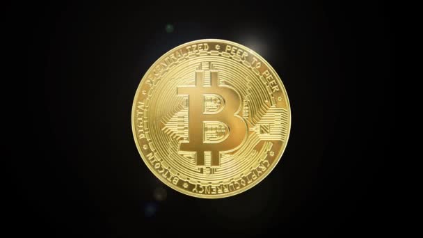Altın Bitcoins Internetteki Yeni Sanal Para Işık Yansımaları — Stok video