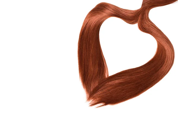 Brown Red Natural Hair Heart Shape Isolated White Background — 图库照片