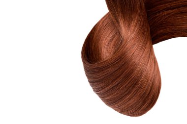 Brown red hair natural , isolated on white background , beauty