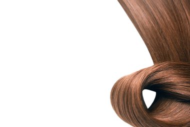 Brown hair natural , isolated on white background , beauty
