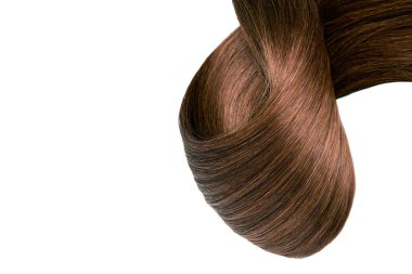 Brown hair natural , isolated on white background , beauty