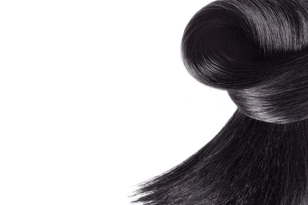 Μαύρα Μαλλιά Φυσικά Απομονώνονται Λευκό Φόντο Ομορφιά — Φωτογραφία Αρχείου