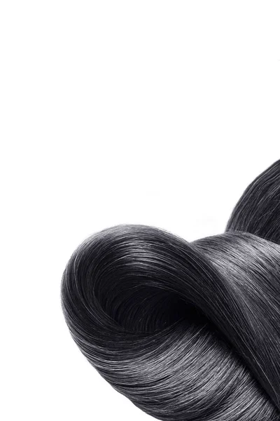 Μαύρα Μαλλιά Φυσικά Απομονώνονται Λευκό Φόντο Ομορφιά — Φωτογραφία Αρχείου