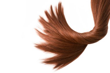 Brown hair natural , isolated on white background , beauty