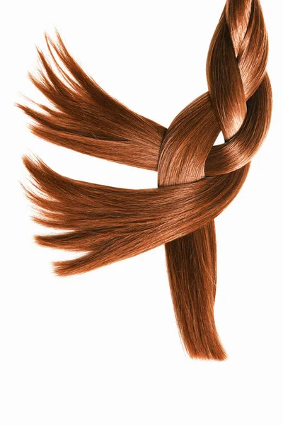 Braided Hair Tail Brown Hair Natural Isolated White Background Beauty — Foto Stock