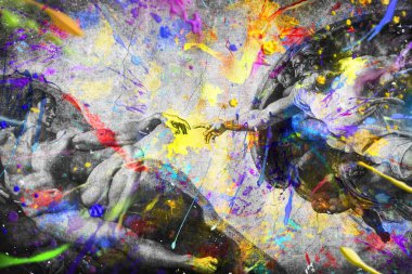 Full color art Vatican, Rome Italy March 08 creation of Adam by Michelangelo