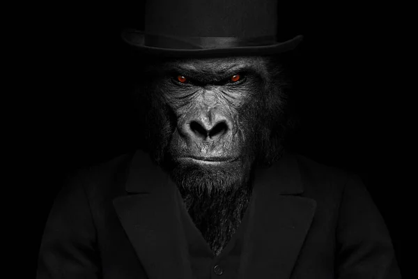 Homme Forme Mammifère Gorille Personne Gorille Visage Animal Isolé Noir — Photo