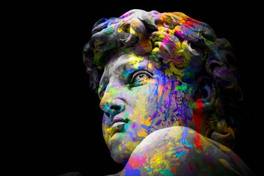 Michelangelo mürekkep sanatının David 'i tamamen izole edilmiş renkler, mermerden yapılmış Rönesans heykeli