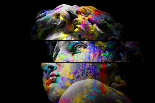 Michelangelo Mürekkep Sanatının David Tamamen Izole Edilmiş Renkler Mermerden Yapılmış — Stok fotoğraf