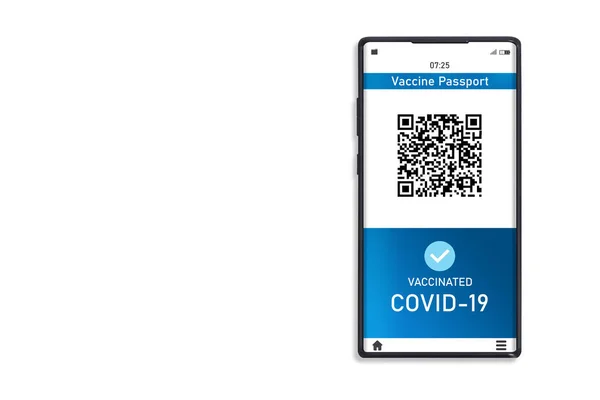 Affichage Smartphone Sur Application Mobile Vacciné Covid Certificat Coronavirus Passeport — Photo