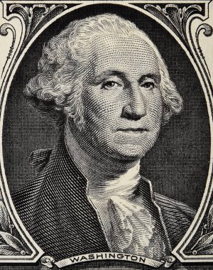 George Washington 1 dolarlık banknotta kesinti yaptı. Tasarım amacıyla beyaz arka planda izole edildi.