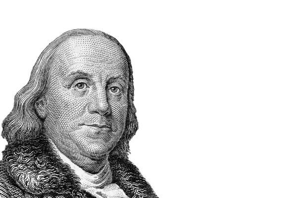 Benjamin Franklin Retrato Serie 1928 Billete Dólar Estadounidense Primer Plano —  Fotos de Stock