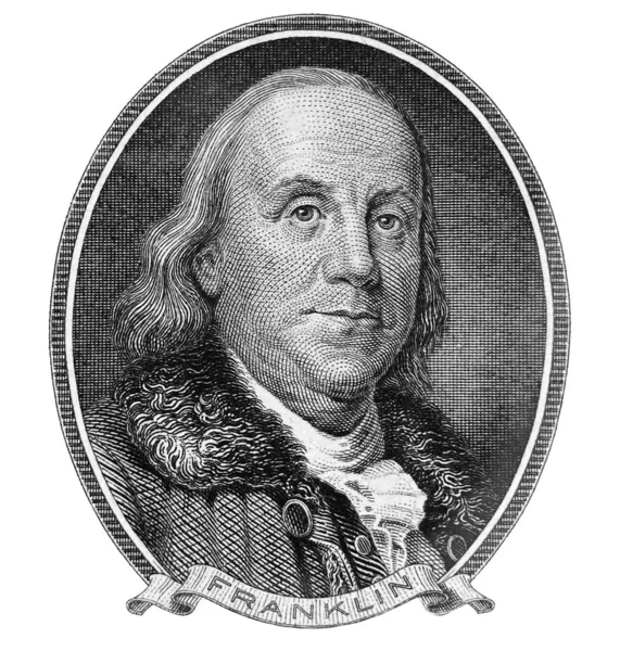 Benjamin Franklin Retrato Serie 1928 Billete Dólar Estadounidense Primer Plano —  Fotos de Stock