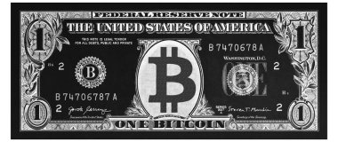 1 Bitcoin Banknote, ABD 1 yüksek detaylı dolar banknotu