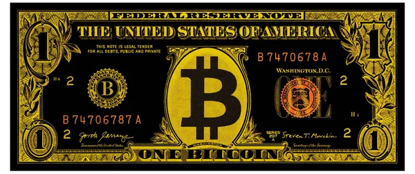 1 Bitcoin altın banknot, ABD 1 yüksek detaylı dolar banknot