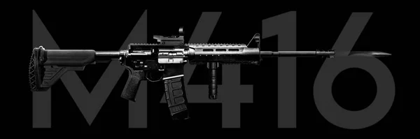 Senjata M416 Senjata Otomatis Terisolasi Hitam Tentara Militer — Stok Foto