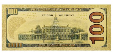 Independence Hall 100 dolarlık banknot olarak, Golden Philadelphia, Pennsylvania, ABD