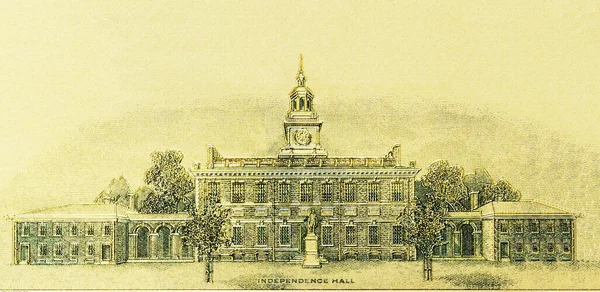 Independence Hall Jako Prvek Stodolarové Bankovky Zlatá Philadelphia Pennsylvania Usa — Stock fotografie