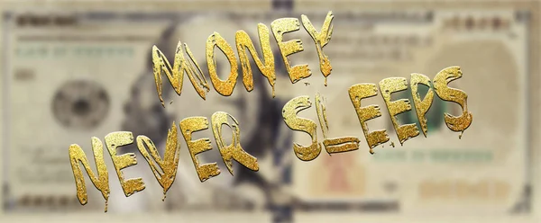 Money Never Sleeps Golden Money Colors Golden Texture Concept Investment — Stock Photo, Image