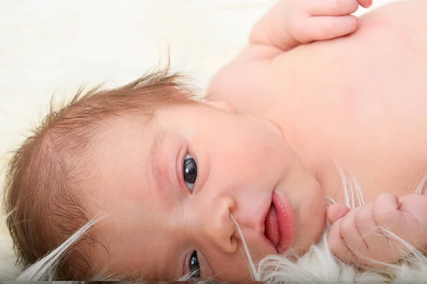 Nyfødt Baby Pige Isoleret Hvid Baggrund - Stock-foto