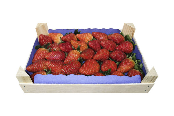Strawberries in a wooden box , Organic fruit