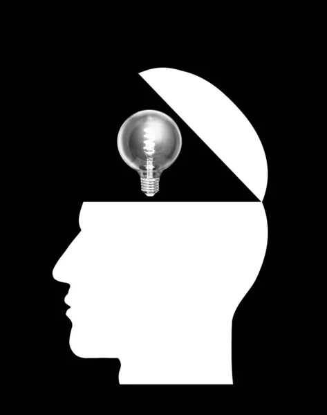 Abra Sua Mente Gold Think Concept Head Education Intelligence Illustraton — Fotografia de Stock